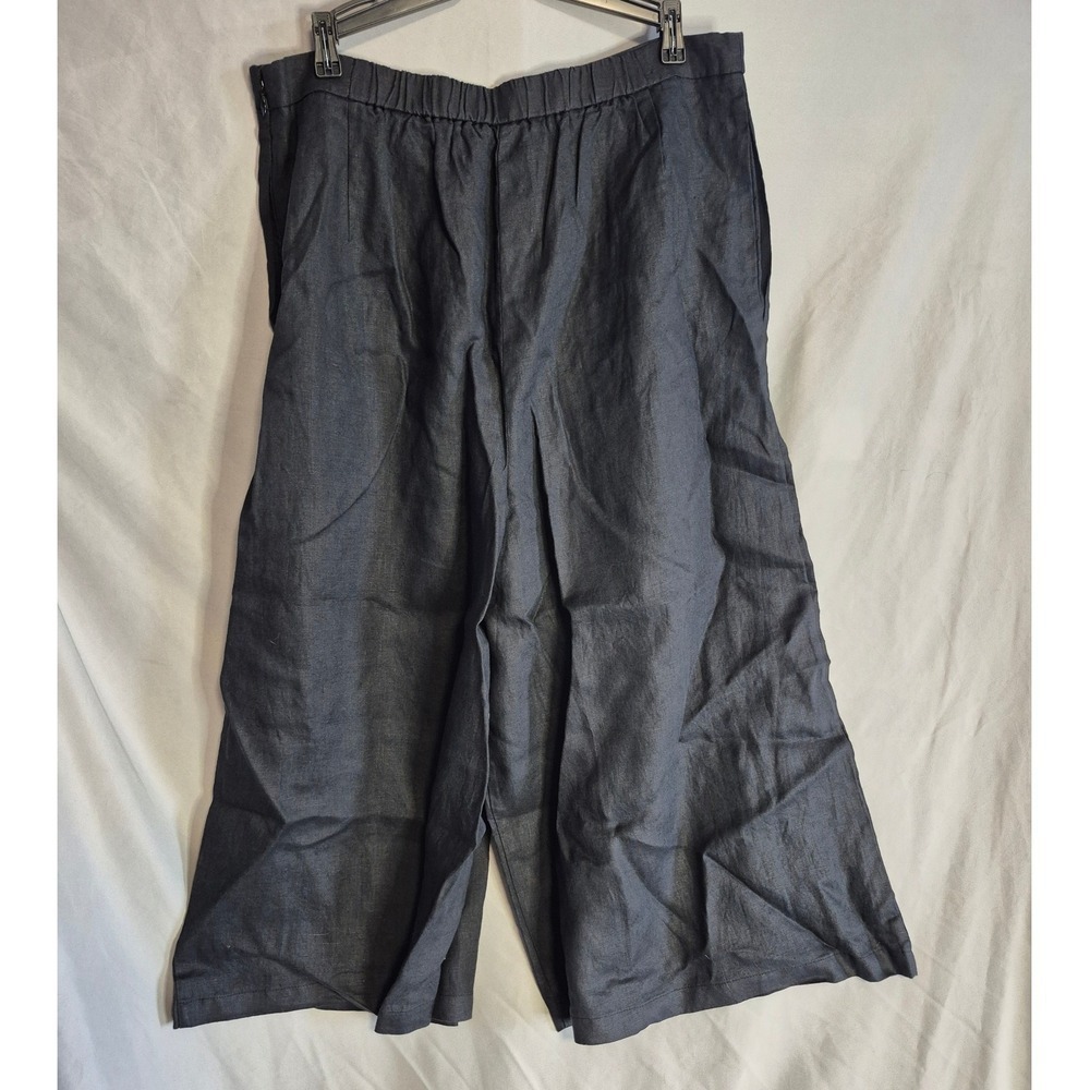 Anthropologie Black Cropped Wide Leg Linen Blend Culottes XS NEW